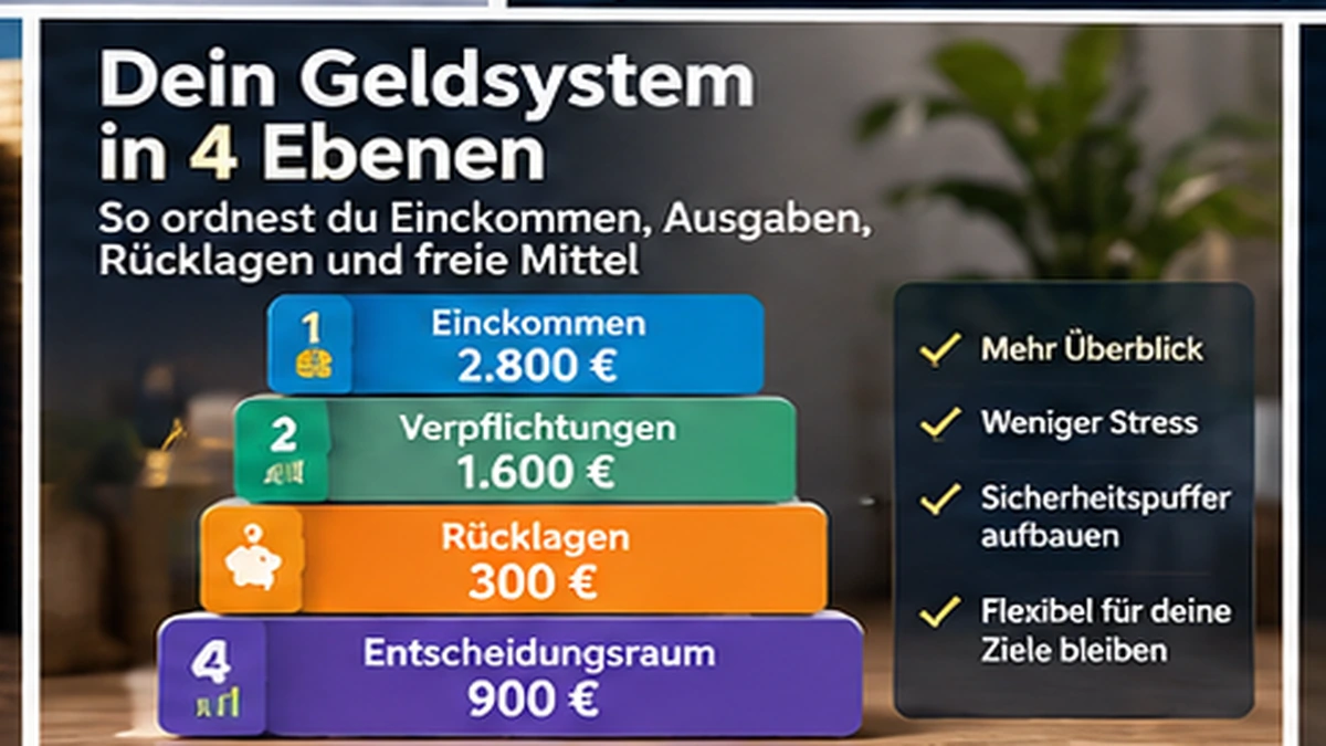 Das 4-Ebenen-Geldsystem: So weißt du jeden Monat, was wirklich frei verfügbar ist – Finanzfaden Infografik
