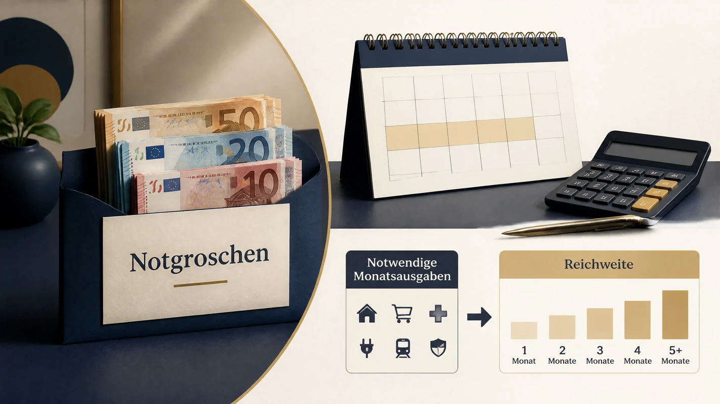 Notgroschen und finanzielle Reserve anhand monatlicher notwendiger Ausgaben planen