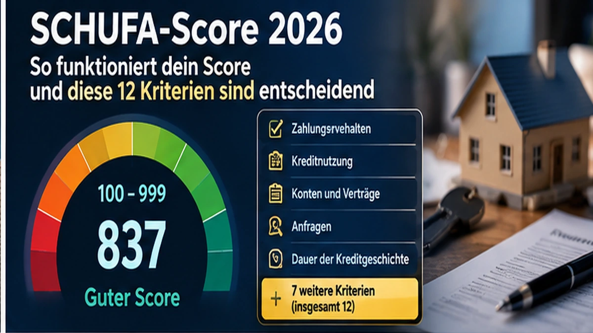 SCHUFA-Score 2026: Diese 12 Kriterien entscheiden – und manche kosten überraschend viele Punkte – Finanzfaden Infografik