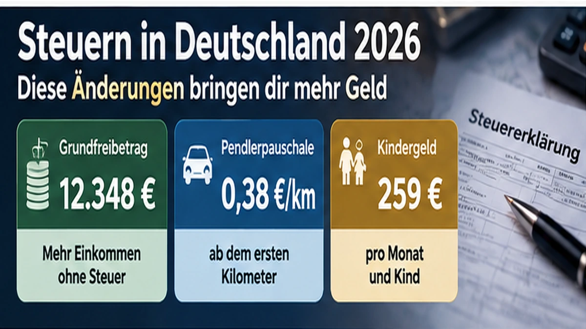 Steuern 2026: Diese drei Änderungen können dein Netto spürbar verändern – Finanzfaden Infografik